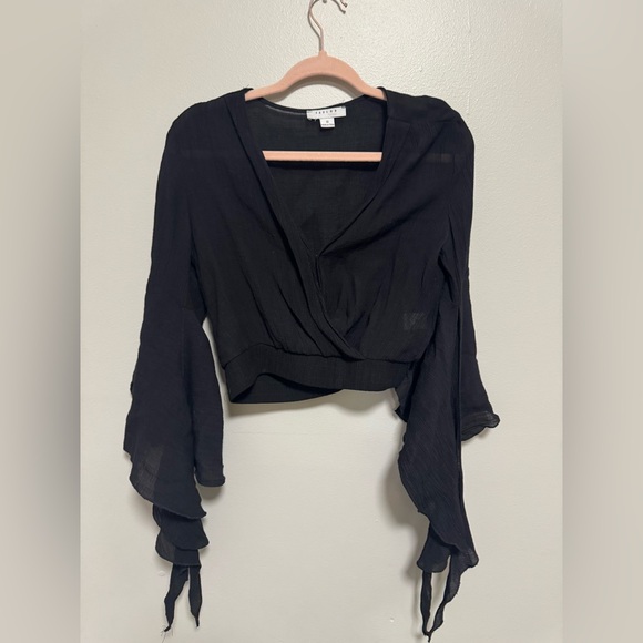 FAVLUX Tops - Favlux Black Draped Witchy Sleeves Top